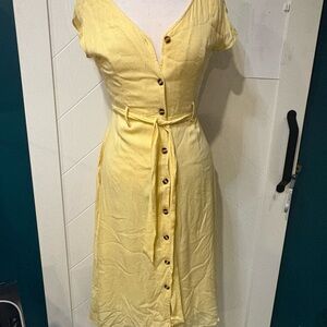 Suzy Shier‎ Yellow Button Down Midi Dress Retro Cottagecore Soft Girl